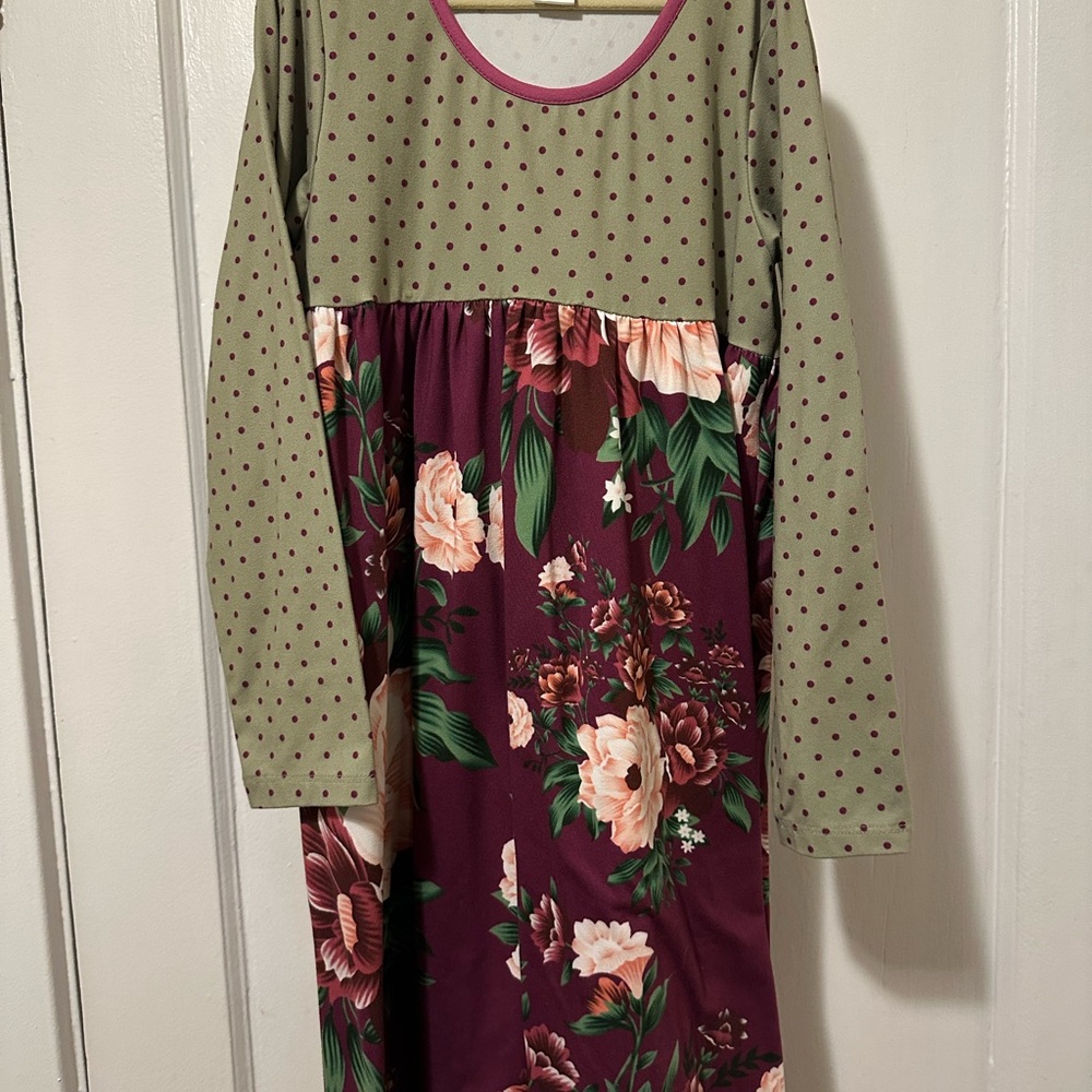 Penelope Plumm Floral and Polka Dot Long Sleeve Dress